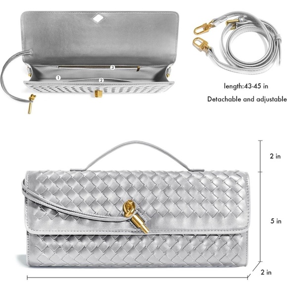 Silver Woven Clutch Bag - Picture 6 of 6